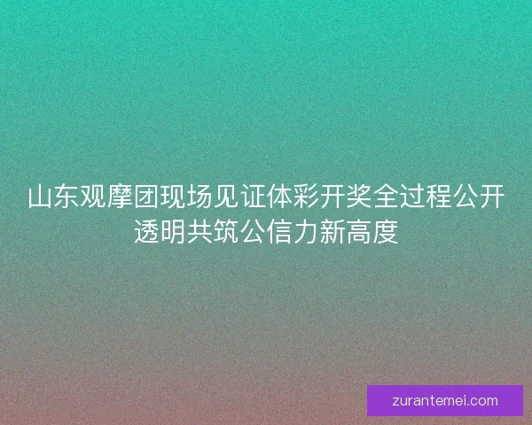 山东观摩团现场见证体彩开奖全过程公开透明共筑公信力新高度