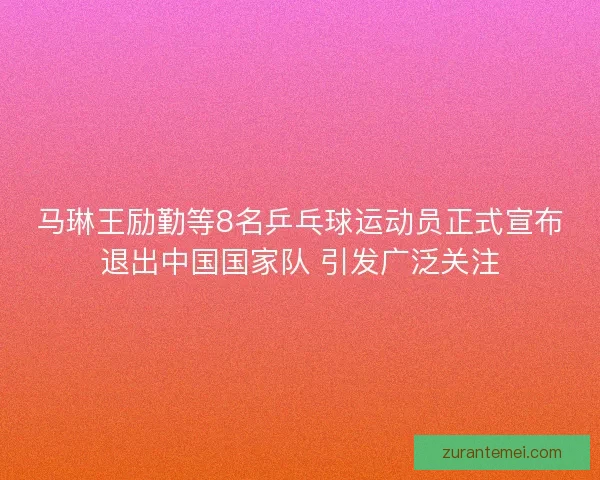 马琳王励勤等8名乒乓球运动员正式宣布退出中国国家队 引发广泛关注