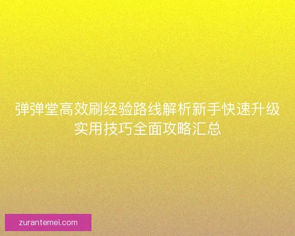 弹弹堂高效刷经验路线解析新手快速升级实用技巧全面攻略汇总