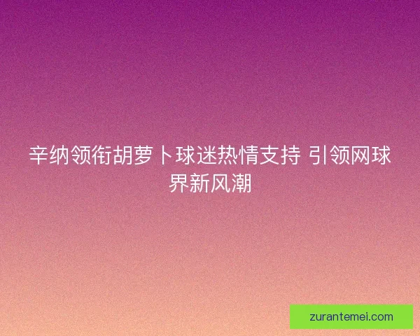 辛纳领衔胡萝卜球迷热情支持 引领网球界新风潮