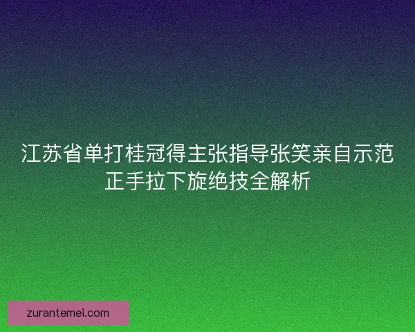 江苏省单打桂冠得主张指导张笑亲自示范正手拉下旋绝技全解析